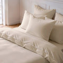 Sábana Bajera Lisa Beige Algodón 200 Hilos