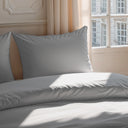 Funda de Almohada Lisa Gris Algodón 200 Hilos
