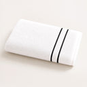 Toalla Ducha 70×140 cm Blanca con Franja Negra · Due Borde