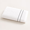 Toalla Ducha 70x140 cm Blanca con Franja Gris · Due Borde